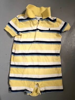 Polo Ralph Lauren Baby Striped Yellow & Blue Polo One Piece Summer 9 Months